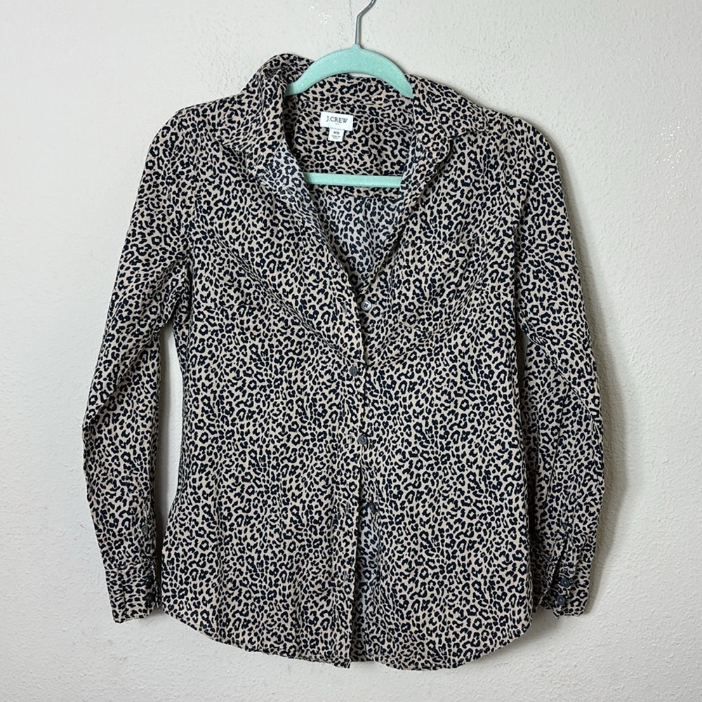 J. Crew Leopard / Cheetah Button‎ Down Shirt size XS